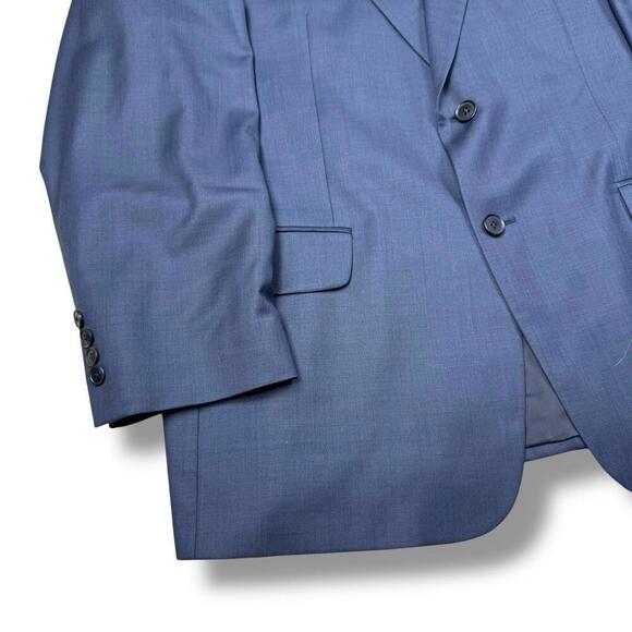 VTG Jack Victor Blue Wool Two Piece Suit 43R Jacket 37R Pants Made inCanada Work - Picture 7 of 15